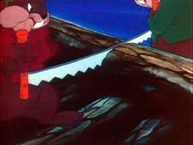 Screenshots from the 1942 MGM cartoon The Bear and the Beavers