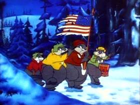 Screenshots from the 1942 MGM cartoon The Bear and the Beavers