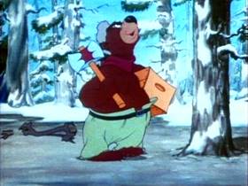 Screenshots from the 1942 MGM cartoon The Bear and the Beavers