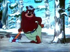 Screenshots from the 1942 MGM cartoon The Bear and the Beavers