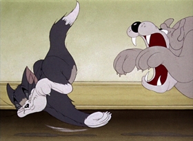 Screenshots from the 1942 MGM cartoon Dog Trouble