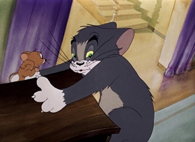 Screenshots from the 1942 MGM cartoon Dog Trouble