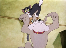 Screenshots from the 1942 MGM cartoon Dog Trouble