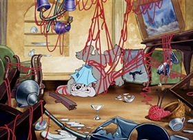 Screenshots from the 1942 MGM cartoon Dog Trouble