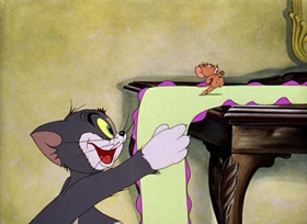 Screenshots from the 1942 MGM cartoon Dog Trouble