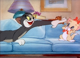 Screenshots from the 1942 MGM cartoon Puss N