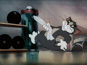 Screenshots from the 1942 MGM cartoon The Bowling Alley Cat