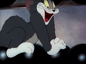 Screenshots from the 1942 MGM cartoon The Bowling Alley Cat