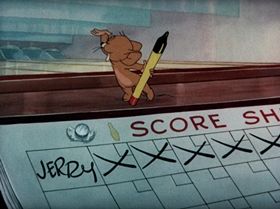 Screenshots from the 1942 MGM cartoon The Bowling Alley Cat