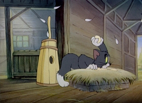 Screenshots from the 1942 MGM cartoon Fine Feathered Friend
