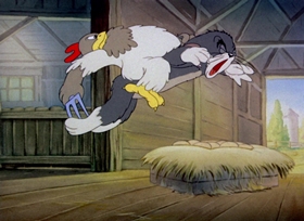 Screenshots from the 1942 MGM cartoon Fine Feathered Friend