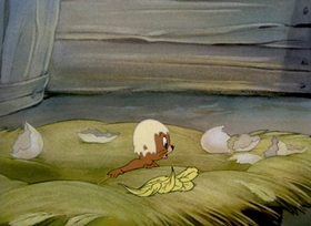 Screenshots from the 1942 MGM cartoon Fine Feathered Friend