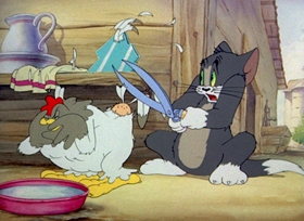 Screenshots from the 1942 MGM cartoon Fine Feathered Friend