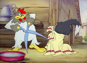 Screenshots from the 1942 MGM cartoon Fine Feathered Friend
