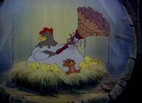 Screenshots from the 1942 MGM cartoon Fine Feathered Friend