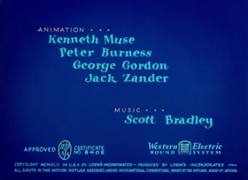 Screenshots from the 1942 MGM cartoon Fine Feathered Friend