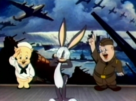 Screenshots from the 1942 Warner Bros. cartoon Any Bonds Today?
