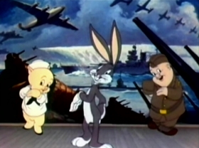 Screenshots from the 1942 Warner Bros. cartoon Any Bonds Today?