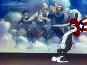 Screenshots from the 1942 Warner Bros. cartoon Any Bonds Today?