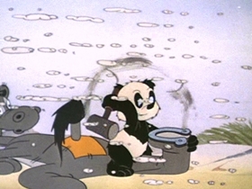 Screenshots from the 1942 Walter Lantz cartoon Under the Spreading Blacksmith