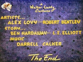 Screenshots from the 1942 Walter Lantz cartoon Under the Spreading Blacksmith