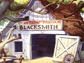 Screenshots from the 1942 Walter Lantz cartoon Under the Spreading Blacksmith