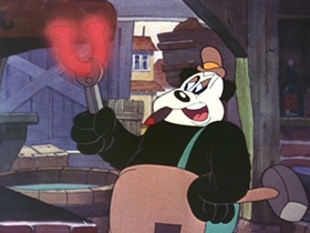 Screenshots from the 1942 Walter Lantz cartoon Under the Spreading Blacksmith