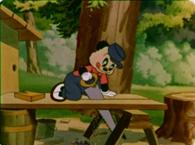 Screenshots from the 1942 Walter Lantz cartoon Nutty Pine Cabin