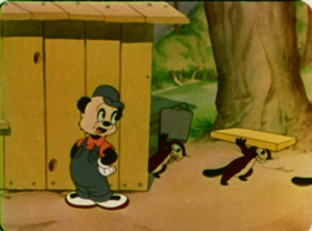 Screenshots from the 1942 Walter Lantz cartoon Nutty Pine Cabin
