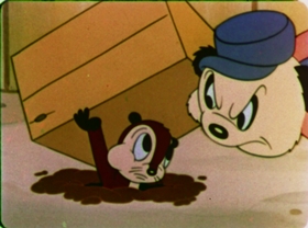 Screenshots from the 1942 Walter Lantz cartoon Nutty Pine Cabin