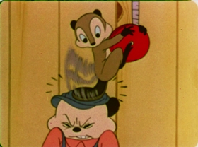 Screenshots from the 1942 Walter Lantz cartoon Nutty Pine Cabin