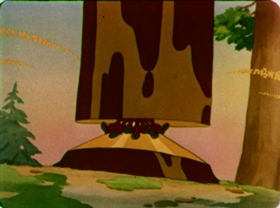 Screenshots from the 1942 Walter Lantz cartoon Nutty Pine Cabin