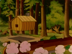 Screenshots from the 1942 Walter Lantz cartoon Nutty Pine Cabin