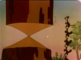 Screenshots from the 1942 Walter Lantz cartoon Nutty Pine Cabin