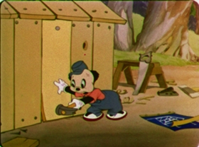 Screenshots from the 1942 Walter Lantz cartoon Nutty Pine Cabin