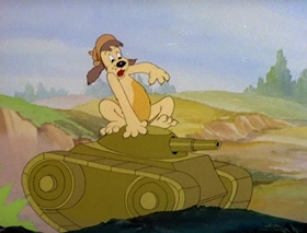 Screenshots from the 1943 MGM cartoon War Dogs
