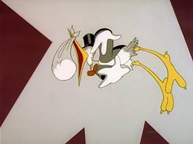 Screenshots from the 1943 MGM cartoon The Stork