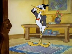 Screenshots from the 1943 MGM cartoon The Stork