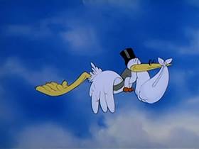 Screenshots from the 1943 MGM cartoon The Stork