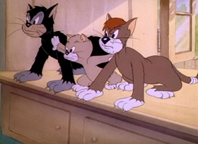Screenshots from the 1943 MGM cartoon Baby Puss