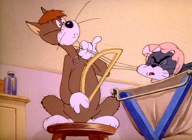 Screenshots from the 1943 MGM cartoon Baby Puss