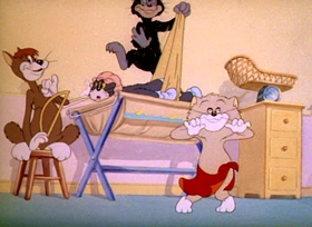 Screenshots from the 1943 MGM cartoon Baby Puss