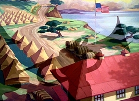 Screenshots from the 1943 Disney cartoon Private Pluto
