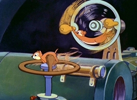 Screenshots from the 1943 Disney cartoon Private Pluto