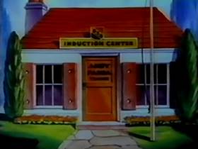 Screenshots from the 1943 Walter Lantz cartoon Canine Commandos