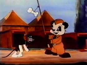 Screenshots from the 1943 Walter Lantz cartoon Canine Commandos