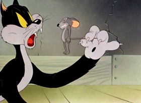 Screenshots from the 1943 Warner Bros. cartoon Fifth Column Mouse