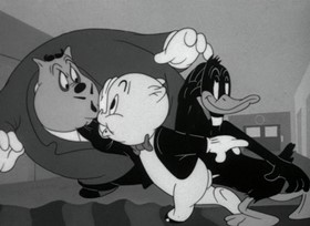 Screenshots from the 1943 Warner Bros. cartoon Porky Pig
