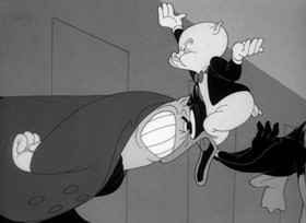 Screenshots from the 1943 Warner Bros. cartoon Porky Pig