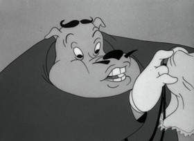 Screenshots from the 1943 Warner Bros. cartoon Porky Pig